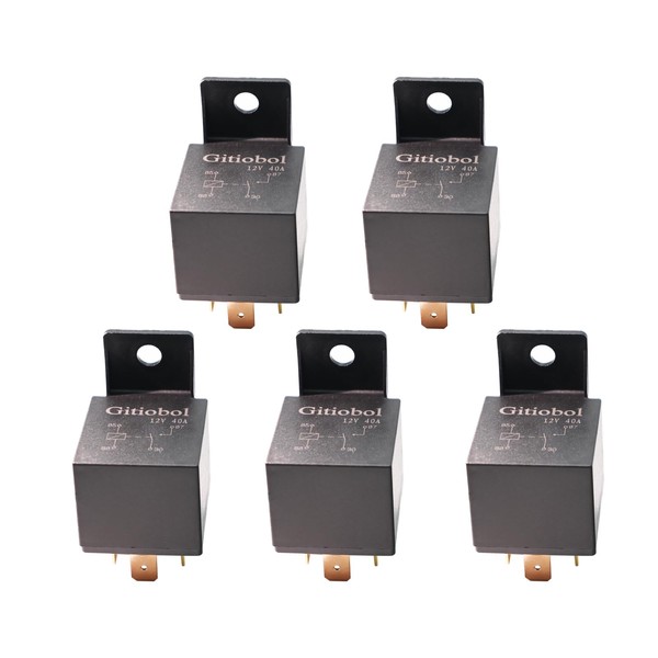 Gitiobol 5 Pack 12V 40A 4-PIN SPST Automotive Relay,Car Relay,Auto