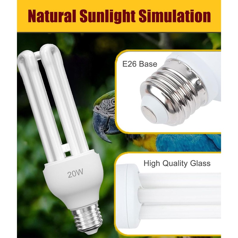 KINGYEENUO E26 UVA UVB Light Bulb for Birds 2.4 UVB