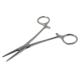 Pet Tweezer Straight Hemostat Forceps for Dog Grooming Nose and Ear Hair Pull - 5.5" (Chrome)