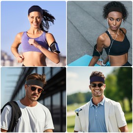 Fishinsea Fishinsea 8 Pack Sport Headbands for Women, Elastic Soft Fabric Non-Slip Hair Bands Hair Warp for Daily Workout Yoga Running Sports, Combo 12