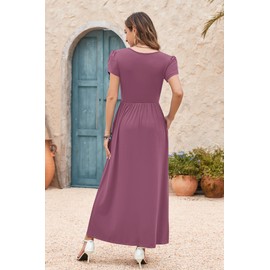 AUSELILY Women's Summer Maxi Dresses Petal Sleeves Casual Empire Waist Long Dress with Pockets 2025 New