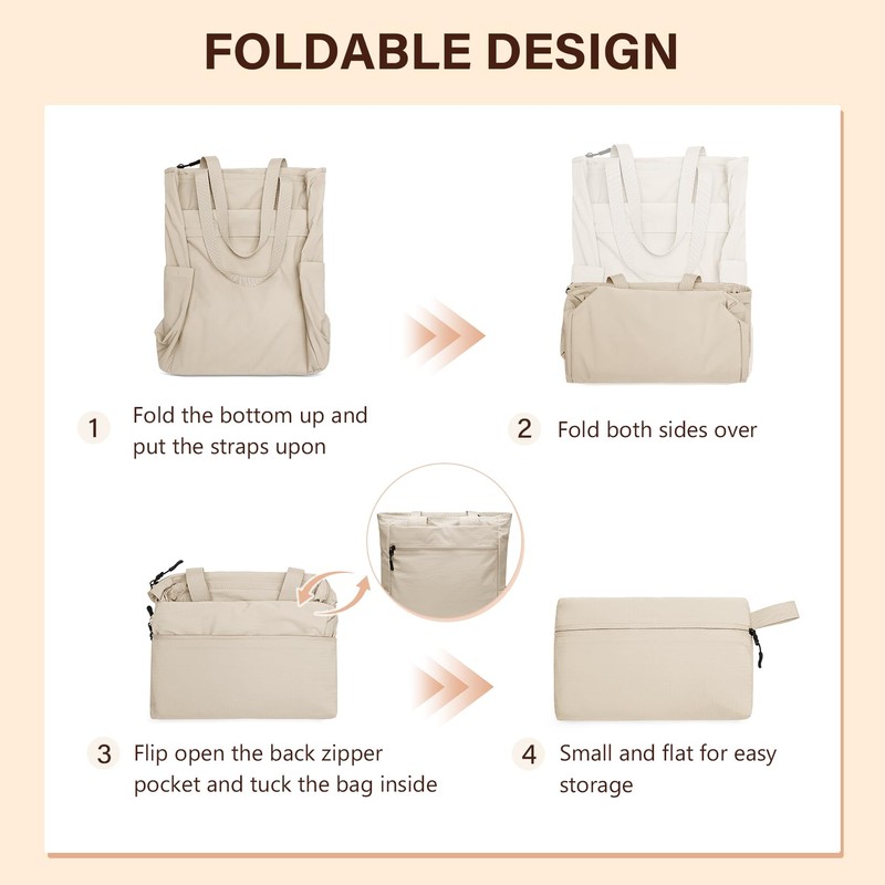 Foldaway Convertible Tote Backpack Lightweight Nylon Daypack for Women Men