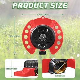 Singhoow 2 Pcs 9 Pattern Lawn Sprinkler - 360 Degree Small Garden Yard Sprinkler, Heavy Duty Base Metal, Covers up to 26.25 ft Diameter Area (Orange)(Red)