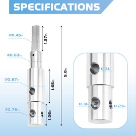 Two Stage Auger Adapter fit for 1/2 Inch Hand Drills and 3/4 & 7/8 Inner Diameter Augers, Hand Auger Drill Adapter with Lock Collar, R Clip and L-Shaped Wrench for Digging Holes, Garden Planting