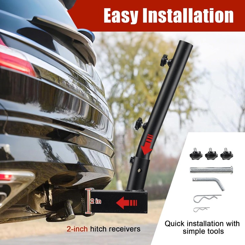 Truck Flag Pole with Hitch Holder – 6FT Heavy Duty