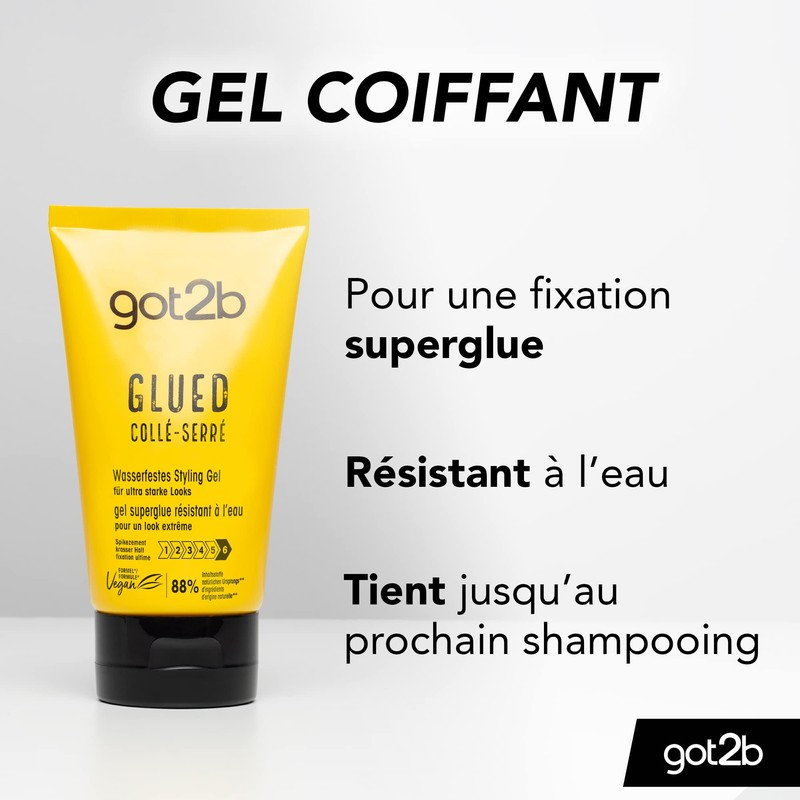 Schwarzkopf Got2B Glued Gel Waterproof Hair Gel for Men with