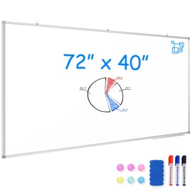 Dry Erase Board 72 x 40 Inch, Large Magnetic White Board for Wall, Maxtek Aluminum Frame Erase Board Presentation Wall-Mounted Marker Board with a Long Pen Tray for Classroom, Office & Home