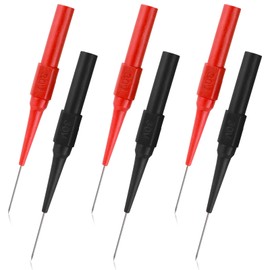Xinjoduz 6 PCS Test Probe Pins, 0.7 mm Stainless Steel Wire Piercing Needle, Non-Destructive Insulation Multimeter Back Probes Pins Test Tipped Tip for Banana Socket Car Tester Plug(3 Black+3 Red)
