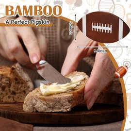 Ziliny Football Cheese Board Football Gifts for Men Mini Wood Cheese Board with Cheese Knives Gift Set for Football Lovers Football Theme Party Decoration Favor Supplies(Brown)