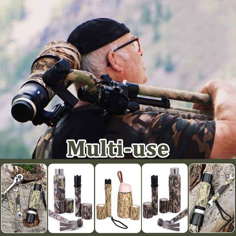 Favuit Camo Wrap Tape, 6 Roll Military Camouflage Stretch Form