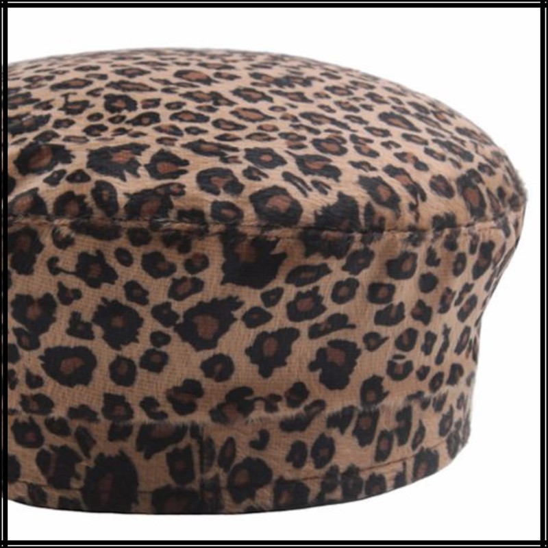 White Fang CZ208 Women's Marine Cap, Leopard Print, Newsquet, Black,