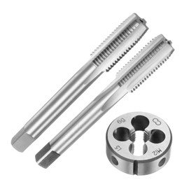 sourcing map 3pcs Metric Hand Tap and Die Set, M12 x 1.5 Taper/Plug Thread Taps & Round Die, Hand Threading Tapping Tool Kit for Thread Repair
