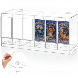 6 Slots Acrylic Booster Pack Dispenser, Card Pack Dispenser with Cover, Stackable TCG Organizer for Trading Card Packs, Booster Packs, Sports Card, Fits Booster Boxes