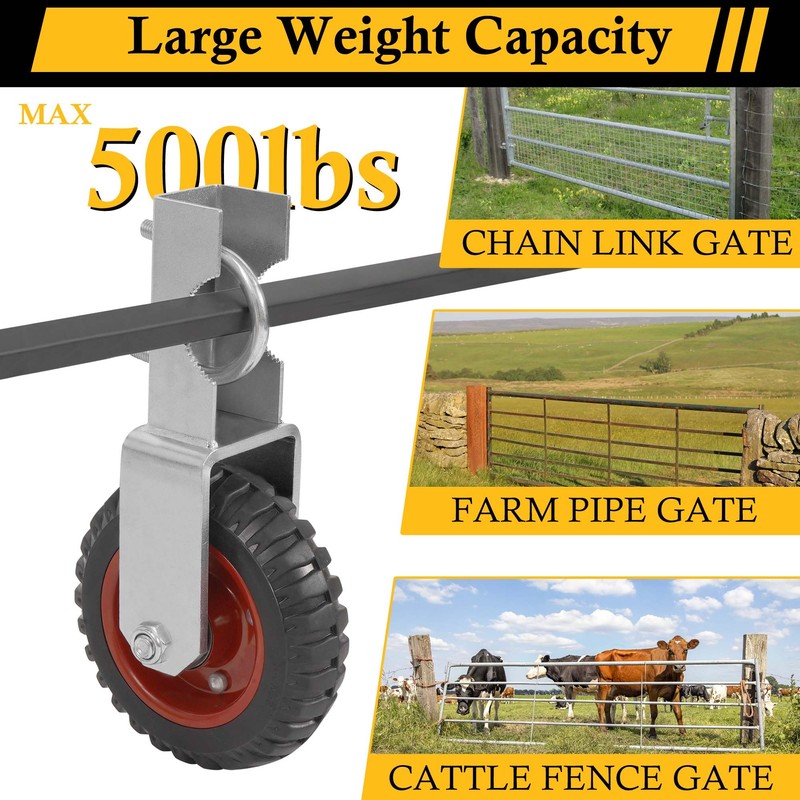 Gate Wheel 6 inch Farm Gate Wheel, 2 Pack Gate