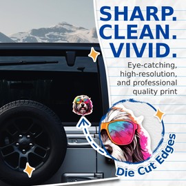 (2 Pack) Polish Lowland Sheepdog Dog Stickers - Polish Lowland Sheepdog with Sunglasses - Choose FromOver 100 Dog Breeds - 5 Inches On Longest Side - Premium Vinyl - Made in USA - BMCS0380