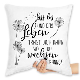 Cushion 40 x 40 cm Decorative Cushion – Statement with Sayings – Lass los Dandelions – Black – 40 x 40 cm – White – Sayings Dandelion Sayings Happy New Year Funny Fabric Bag Funny