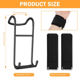 LCZNXJJY 2PCS Dumbbell Spotter Hooks, Heavy Duty Stainless Steel Dumbbell Hooks, Safety Hangers with Wrist Straps, Power Rack Attachments Safety Connector for Bench Press, Chest & Shoulder Workouts