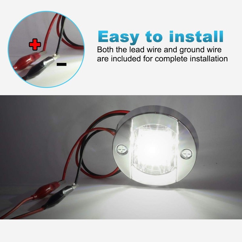 Partsam 3inch Round Navigation Light Chrome Boat Marine LED Transom