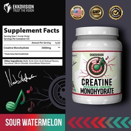 Ekko Creatine 3RD Party Tested Dietary Healthcare Supplement:_Sour Watermelon_100 Servings