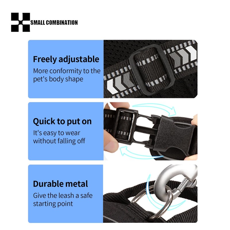 SMALL COMBINATION Reflective Dog Harness with Handle, Adjustable Straps, Padded