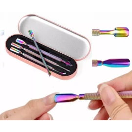 Xiaoya Kit Empujador Cutículas Tornasol Para Manicure 4 Piezas