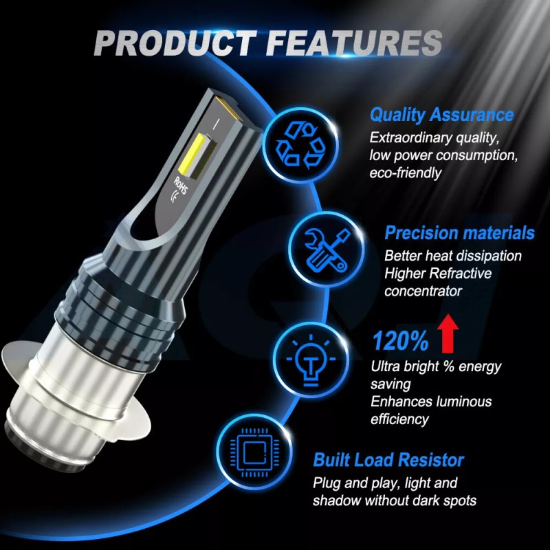 aqj H6 white LED Headlight Bulbs Lights For Yamaha Blaster