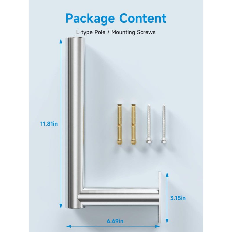 Stainless Steels Pole Mount 12'' Length Universal L-Type Pole Mast