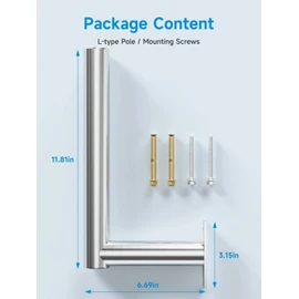 Stainless Steels Pole Mount 12'' Length Universal L-Type Pole Mast Bracket for for Outside Antenna,Weather Station,Solar Panel