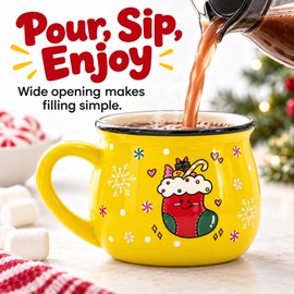 150 mL Ceramic Christmas Mug for Drinks & Desserts – Colored Glaze Relief Holiday Cup for Home, Office & Gifting