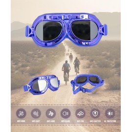 CRG Sports Motorcycle Goggle Aviator Pilot Style Cruiser Scooter Motocross Goggles for Man, Woman, Adult