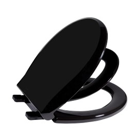 GarveeTech Toilet Seat With Toddler Seat Built In, Round Toilet Seat for Potty Training, Fits Both Adults and Children, Slow Close and Magnetic Closure - Ideal for Family Bathroom(Round Black)
