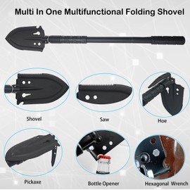 Multifunctional Folding Shovel Camping Shovel 66 cm Snow Shovel, 50# High Carbon Steel, High-Strength Extra Stable Shovel Made of Carbon Steel with Carry Bag for Outdoor Hiking Car Emergency, Gifts