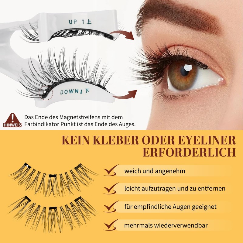 Reusable Magnetic Eyelashes Natural Look with Applicator, 1 Pair Magnetic