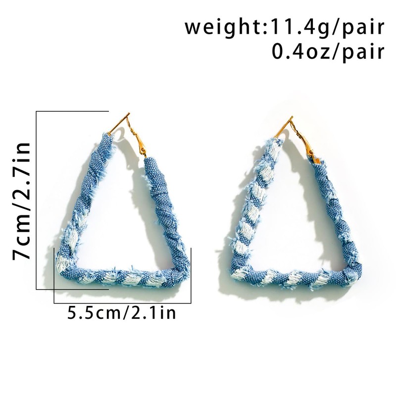 Denim Large Hoop Earrings Cool Jeans Punk Earrings Dennim Geometric