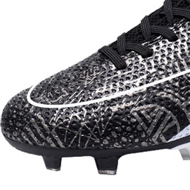 DKHHN Men's Soccer Shoes Football Cleats with High-Tops Lace-Up Non-Slip Spikes Black EU 43