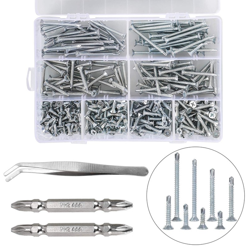 FandWay 360 Pcs M4.2(#8) Zinc Plated Steel Countersunk Head Phillips