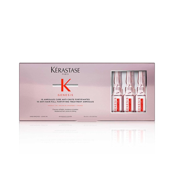 Kérastase | Hair Treatment for Brittle and Thin Hair, Against Hair Loss and Hair Breakage, Ampoules Cure Anti-Chute Fortifiantes, Genesis, 10 x 6 ml