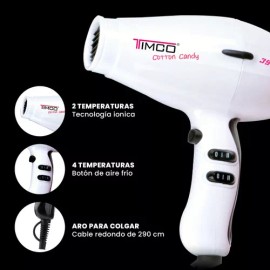 Timco Secadora Prof Cabello Cerámica+ion C/boquilla Timco Hp-3900b Color Blanco