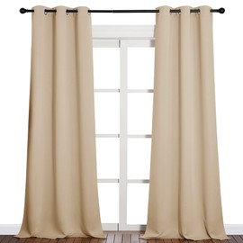 NICETOWN NICETOWN Room Darkening Grommet Panels - Baby Room Curtains 90 inches Long, Privacy Draperies (42 inches Width, Biscotti Beige, 1 Pair)