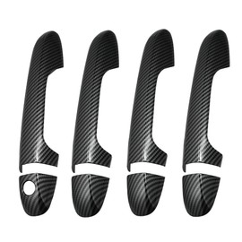 X AUTOHAUX 8pcs ABS Carbon Fiber Pattern Exterior Side Door Handle Cover Trim for Toyota Tacoma 2016-2021 Black Outer Door Handle Cover Decoration