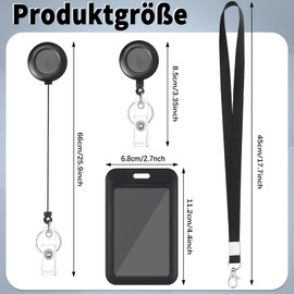 Kartenhalter mit Lanyard, Schwarze kartenhülle Einziehbar Badge Holder Karten Schlüsselanhänger Wasserdicht für Studenten Mitabeiter Arzt