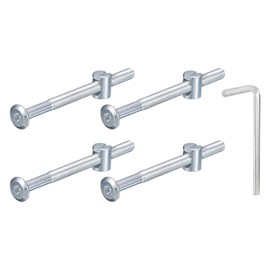 sourcing map 4Pcs Hex Socket Head Screws Bolts Barrel Nuts, M6 x 80mm Socket Furniture Bed Bolt Barrel Nuts with Wrench for Chairs Cots, Silver