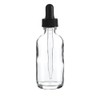 2 Oz (60 ml) Clear Boston Round Glass Bottle w/Dropper