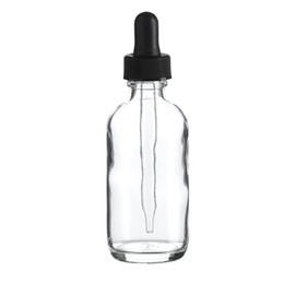 2 Oz (60 ml) Clear Boston Round Glass Bottle w/Dropper - Pack of 12