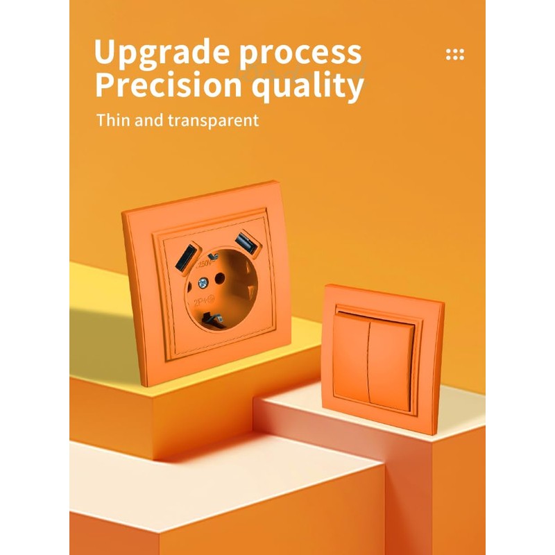 Wall Socket with USB Flush-Mounted Plug, 2 USB Sockets, Wall