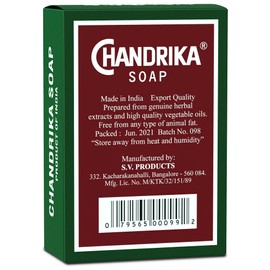 Chandrika Ayurvedic Soap | Organic Bar with Vegetable Oil | 100% Natural for Men and Women | Vegan for All Skin Types | Handmade | Herbal Body Bars - 2.64 Oz | 4-Pack