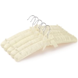 Women's Clothing Padded Hangers, 15 Inch Satin Hangers with Shoulder Buckles, Thick Foam Padding for Sweaters, Suits, Wedding Dresses, Fine Cashmere (Pack of 5)