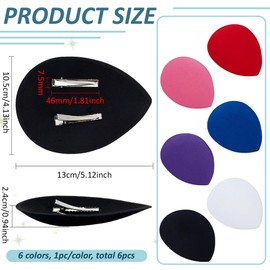 BENECREAT 6Pcs 6 Colors Teardrop Stewardess Fascinator Hat Base with Clips, EVA Cloth Sinamay Base Derby Cloth Women Sinamay Hat Base for Millinery Magic, 13x10.5x2.4cm
