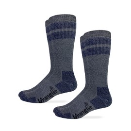 Wrangler Mens Wool Blend Moisture Wicking Mid Calf Boot Socks 2 Pair Pack