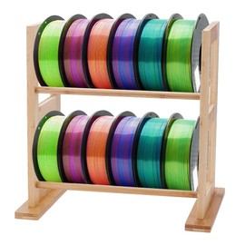 UNICRAFTALE 3D Printer Filament Storage Rack Desktop Wooden 3D Printer Filaments Spool Holder Stand 2 Tier Printers Filament Organizer for Home Studio Enterprise Use Improved Workflow 11"x16"x16.14"
